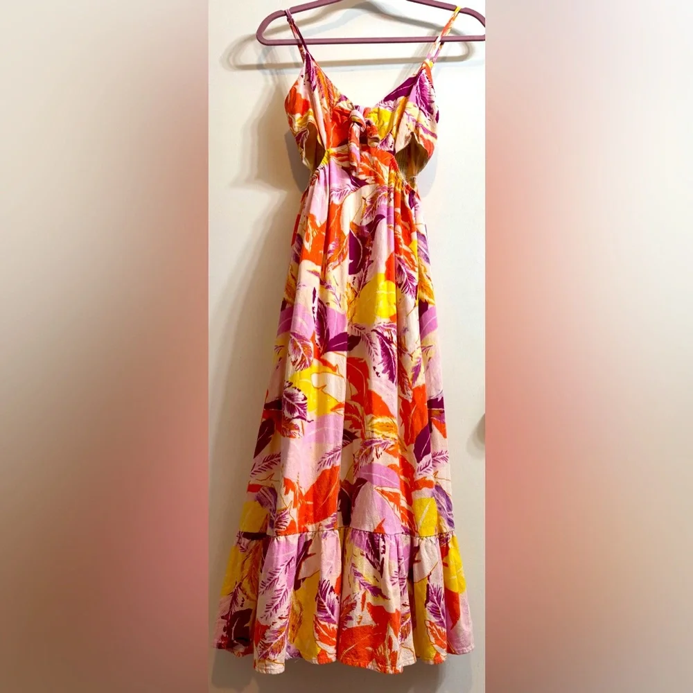AQUA Linen Cut-Out Dress XS - Picture 3 of 16